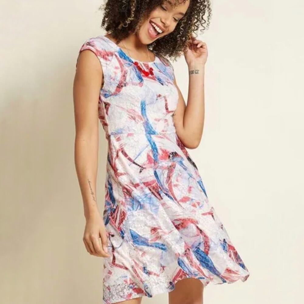 Modcloth Subtle Double Take Lace Cap Sleeve Mini Dress Size XL